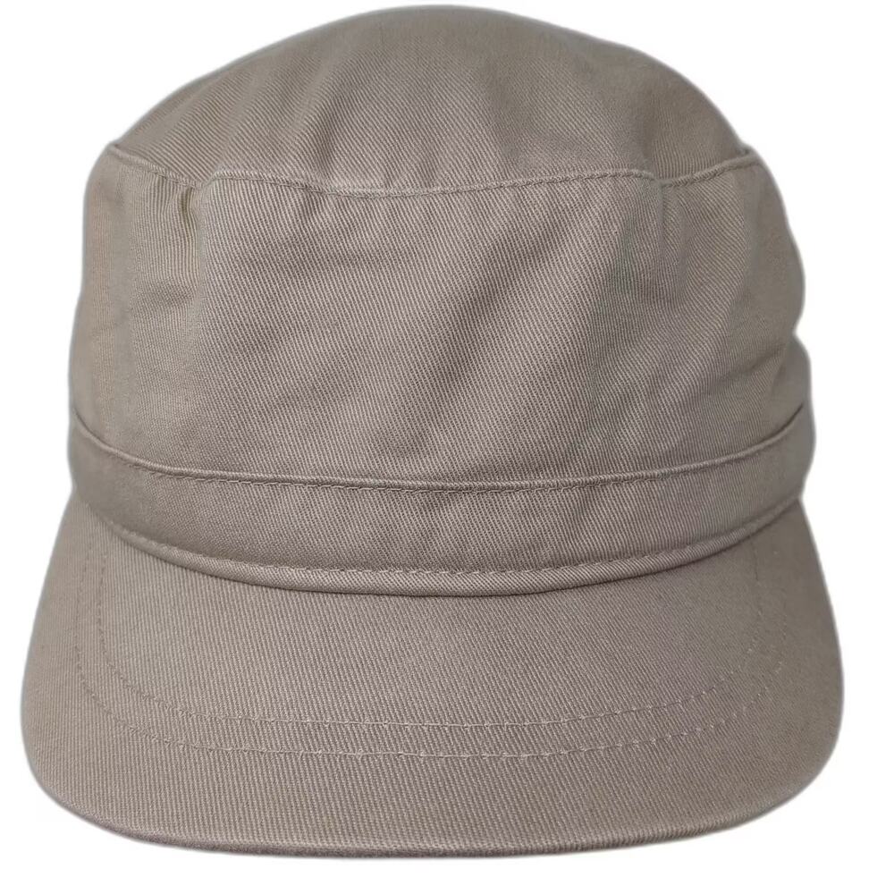 Big Accessories Army Cap Beige One Size Adjustable Cotton Flat Top Cadet Hat